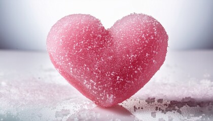 Fototapeta premium pink candy heart coated with sugar on a white background