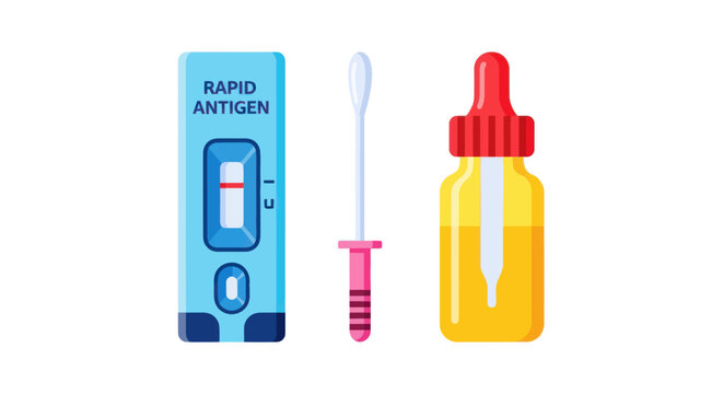 Rapid Antigen Test Kit with Swab and Solution Bottle.