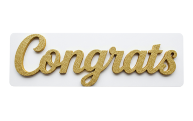 Congrats text in gold glitter script