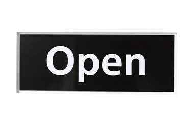 Modern black and white open sign for business