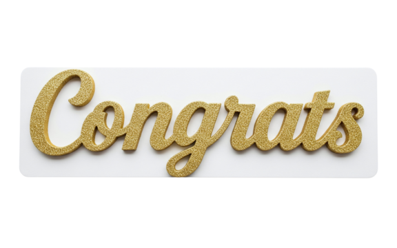 Congrats text in gold glitter script