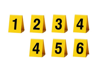Evidence markers with numbers isolated on transparent background
