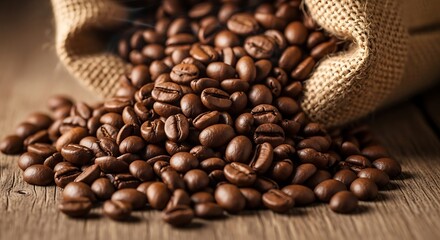 Fototapeta premium Roasted Coffee Beans in Burlap Sack.
