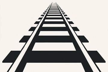 Railroad track perspective transportation travel black white illustration