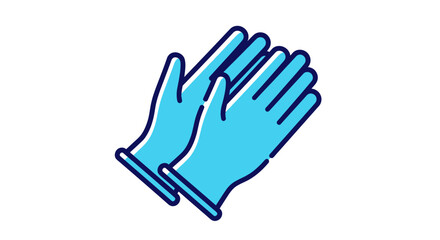 Obraz premium Blue protective rubber gloves icon a simple flat illustration of disposable medical or cleaning handwear.