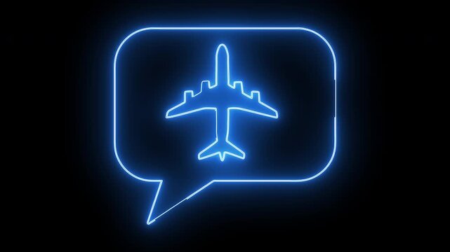 pop up chat icon and airplane icon with neon effect