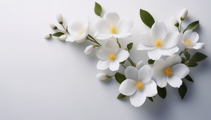 Obraz premium Elegant White Flowers On A White Background Minimalist Floral Photography