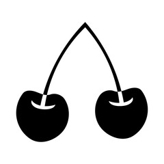 Cherry Silhouette Icon – Simple Black Fruit Illustration