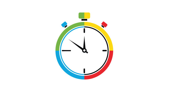 Colorful stopwatch icon with four colored segments for time measurement and tracking.