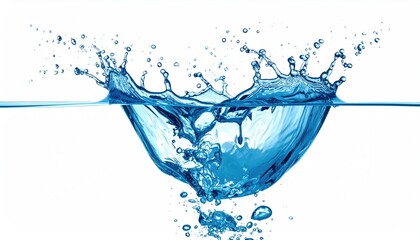 Dramatic Water Splash Explosion Against Clean White Background Isolated Liquid Movement Abstract Shape Clear Blue Water Droplets Impact Action Purity