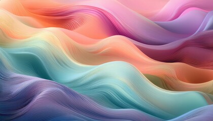Obraz premium Dreamy Abstract Waves In Soft Pastels And Vibrant Hues Of Color