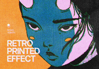 Retro Printed Effect Mockup