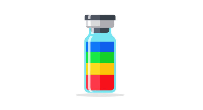 Colorful Vial with Rainbow-Colored Liquid for Medical Purposes.