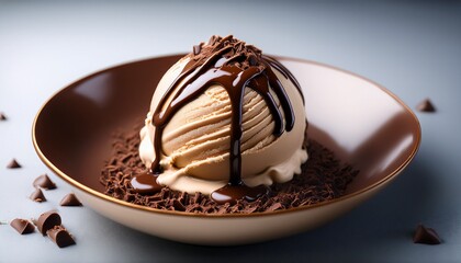 Decadent Ice Cream Delight Creamy Texture Rich Chocolate Topping Enticing Presentation Perfect For Dessert Lovers