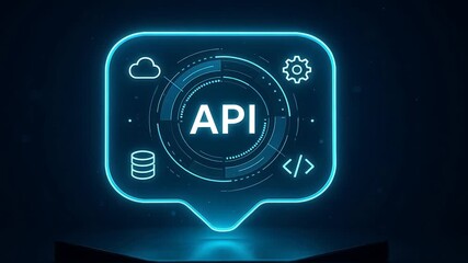 A glowing api interface and floating icons for api in futuristic workspace, application programming interface, api programming - Powered by Adobe