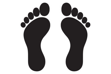 Human footprint and shoe print silhouette vector icon set. Barefoot and boot prints collection. Steps, track, trail concept. Black isolated graphic elements. Walker sole.