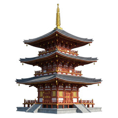 Detailed five-story japanese pagoda architecture majestic traditional asian temple structure transparent background