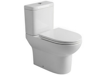 Modern sleek white ceramic two-piece toilet for contemporary bathrooms transparent background