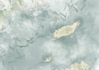 Green and Blue Abstract Watercolor with Gold Accents