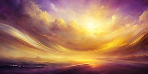 Obraz premium Golden Hour Celestial Landscape A Dreamlike Panorama of Swirling Clouds and Serene Waters