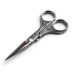 Obraz premium Elegant Ornate Metal Scissors Isolated on White Background Perfect for Craft Projects and Design