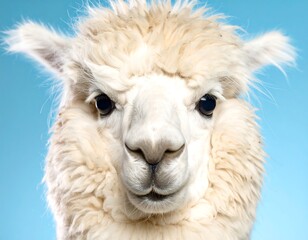 Fototapeta premium Close-up of a white alpaca's face (1)