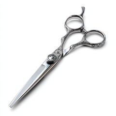 Obraz premium Professional Hairdressing Scissors with Intricate Design Isolated on White Background