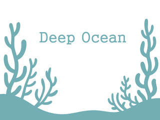 Ocean Frame Background Vector Illustration with Seaweeds Underwater Marine Border Design for Decoration Card and Nature Theme