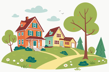 Fototapeta premium landscape with houses