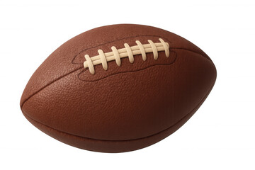 Detailed 3d rendering of a brown leather american football with white laces, isolated on a transparent background, perfect for sports-themed projects