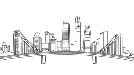 Cityscape skyline drawing