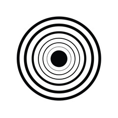 Black and white concentric circles with varying thickness creating a hypnotic pattern.