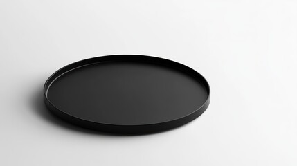Empty black round tray
