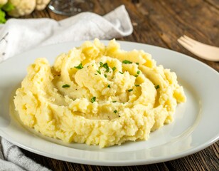 Creamy mashed potatoes on a white plate (1)