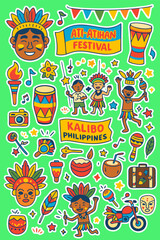 Ati-Atihan Festival Stickers Colorful Filipino Celebration Philippines