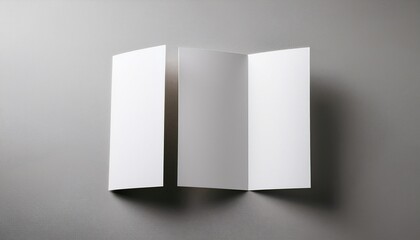 Blank White Tri Fold Brochure Mockup On A Light Gray Background