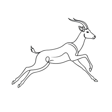 Elegant line art illustration of a graceful leaping gazelle in motion.