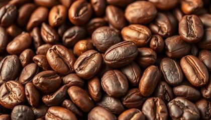 Fototapeta premium Close-up of raw cocoa beans, rich brown hues, rustic texture, seeds, surface