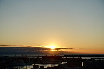 初日の出　港の朝