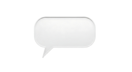 A simple, solid white speech bubble graphic against a dark background.
