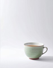 Fototapeta premium Gorgeous Handmade Porcelain Cup with Lavender Herbal Tea on [Color Name] Background, Wellness and Mindfulness Concept, Ample Copy Space