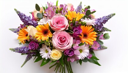 A Mixed Floral Bouquet Elegantly Arranged And Isolated Symbolizing Gifts And Celebrations