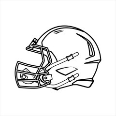 Fototapeta premium American football helmet outline. Side view. Sport equipment. Rugby helmet black Icon isolated on white. American Football Symbol
