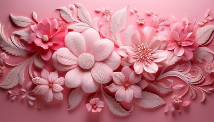 A Decorative Floral Relief Displayed On A Gentle Pink Background