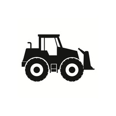 Black silhouette of a front loader tractor