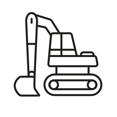 Excavator icon vector, outline style excavator icon in trendy flat style illustration isolated on white background.
