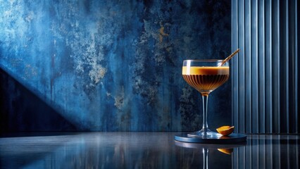 Aromatic Coffee Cocktail in Elegant Glassware on Dark Surface with Textured Background