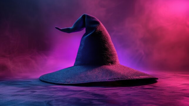 Sparkly Witch Hat with Mystical Smoke Lighting for Halloween - Powered by Adobe