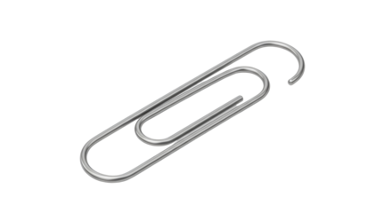 Metal paper clip for office and school use isolated PNG with Transparent Background