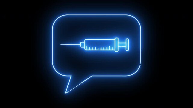 pop up chat icon and injection icon with neon effect